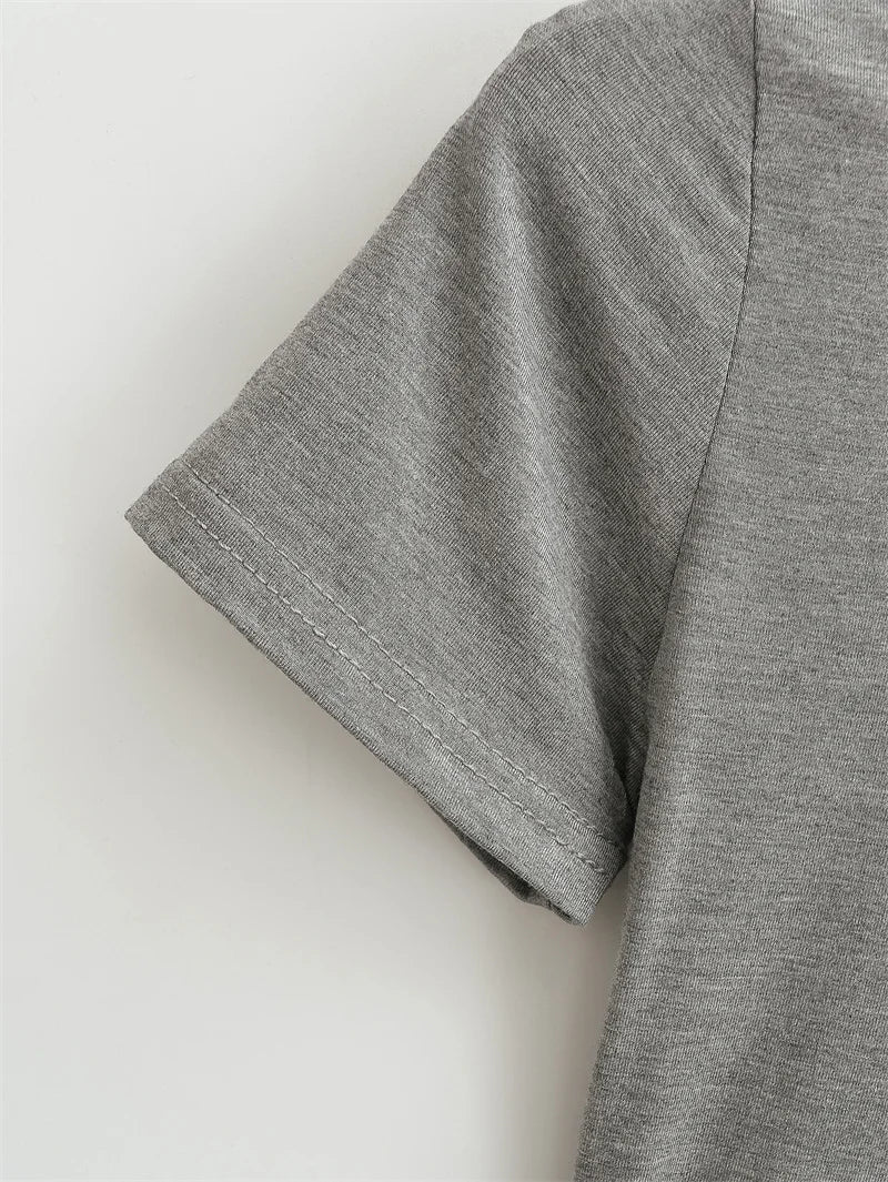 New High Quality Casual T shirt Sexy Slim Short Sleeves Fashion Trend Solid Women Clothing y2k Tops