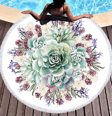 Bedding 3D printing Round Succulents Beach towel home textile  Beach Towel Tapestry Blanket
