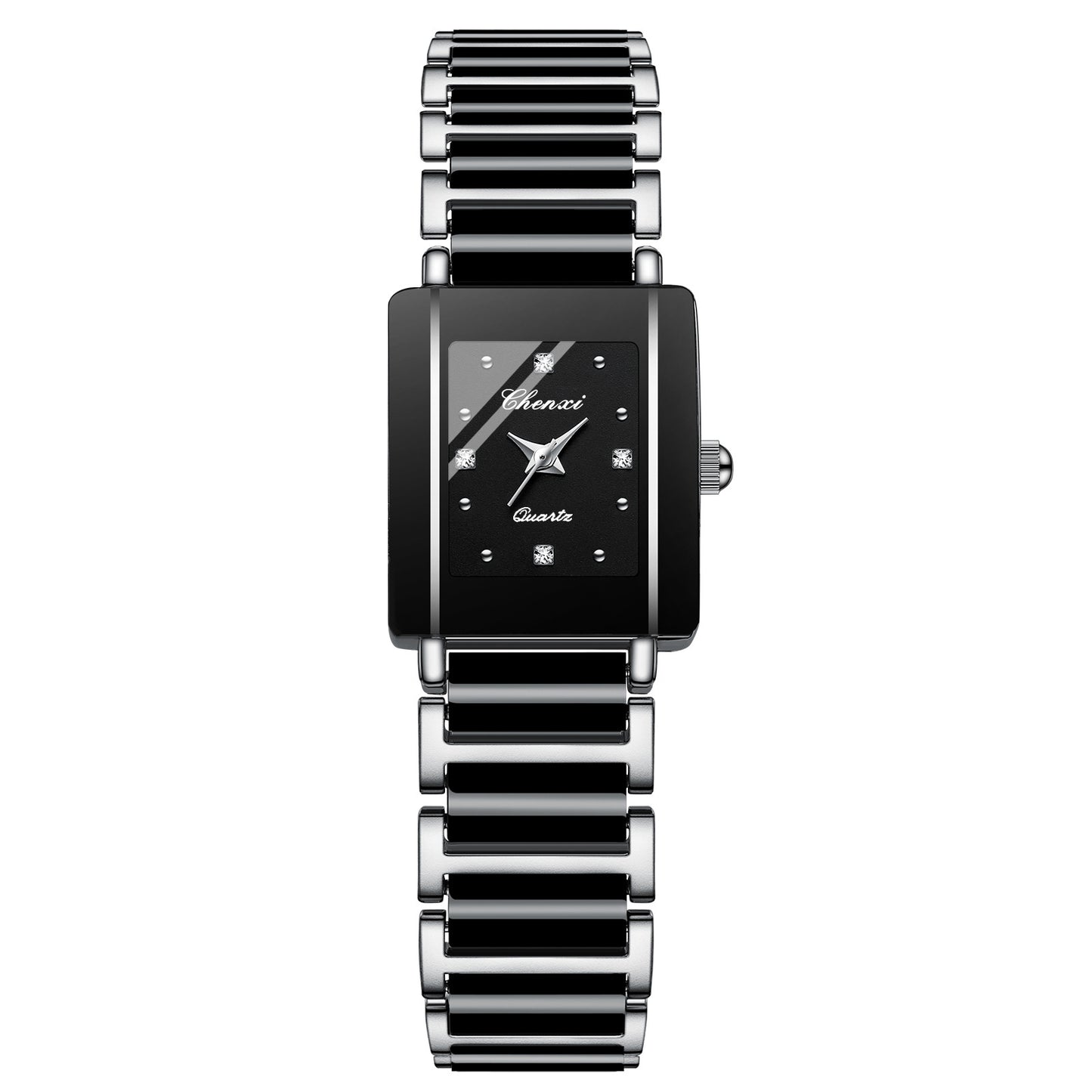 Square Couple Watch for Women and Men Ceramic Quartz Watch