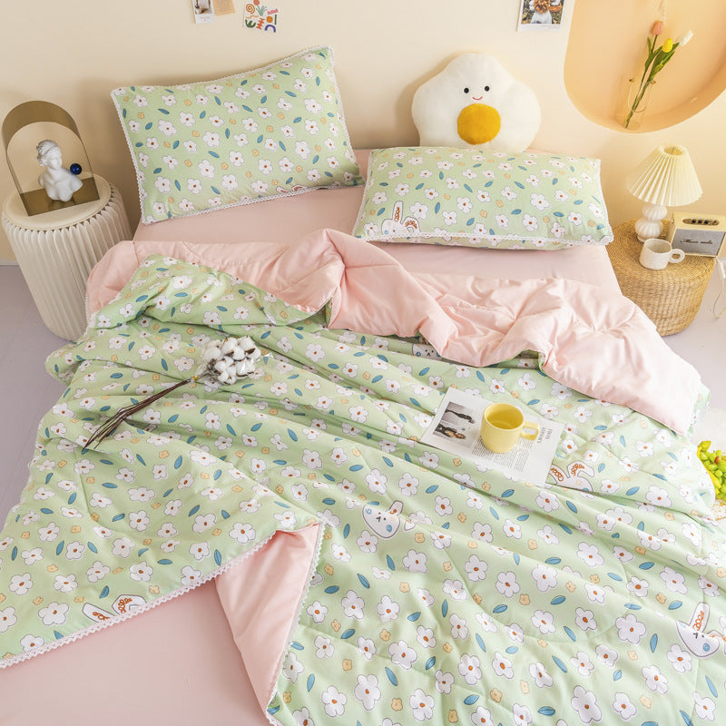 Ins Washed Cotton Summer Cool Quilt Double Air Conditioner Quilt Summer Single Dormitory Thin Quilt