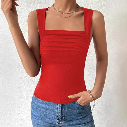 Sexy Fitted Elegant Versatile Small Stand Collar Sleeveless Tank Top