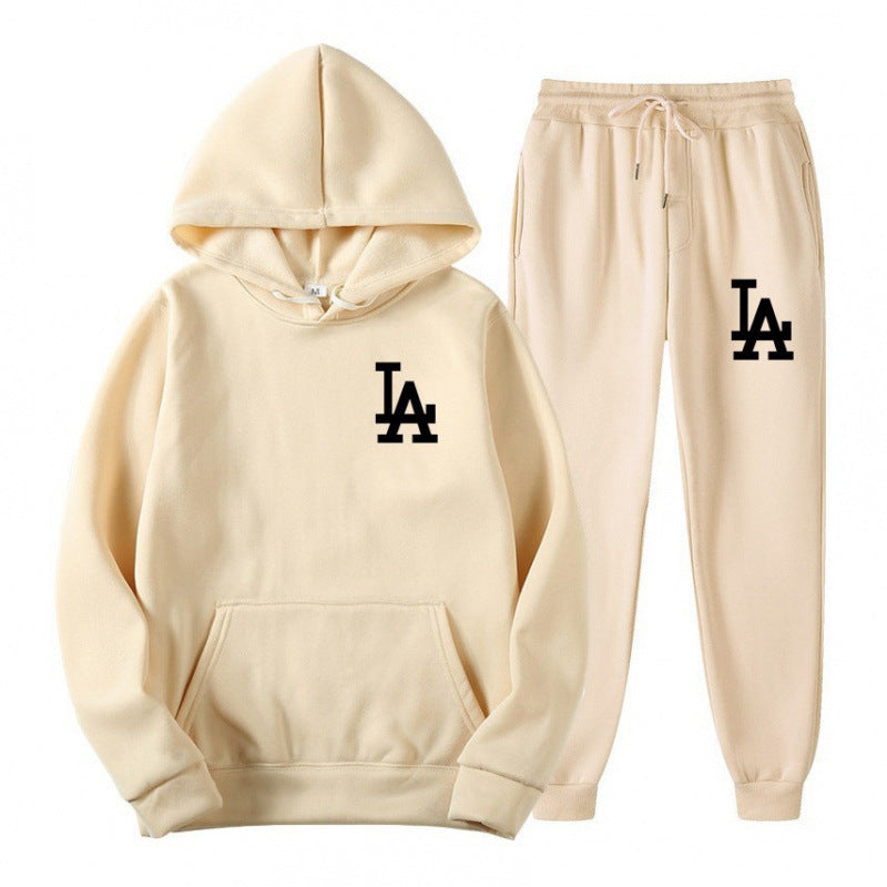 Hooded Sweatshirt Printed Unisex Lightweight Fleece Trendy Loose Casual Sweatshirt and Pants Set Jacket Winter Men's Fashion