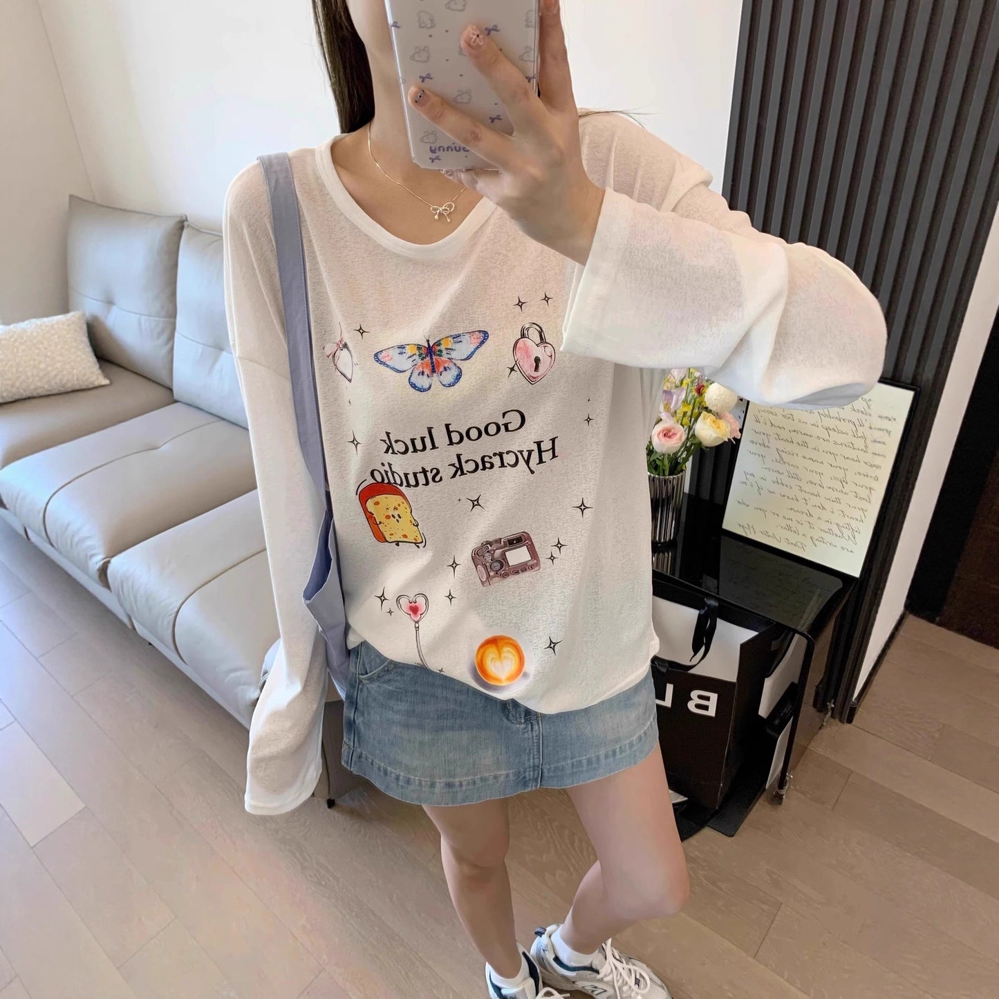 Fun Print Long Sleeve T-Shirt for Women,Lightweight, Loose Fit, Sun Protection Cover-Up