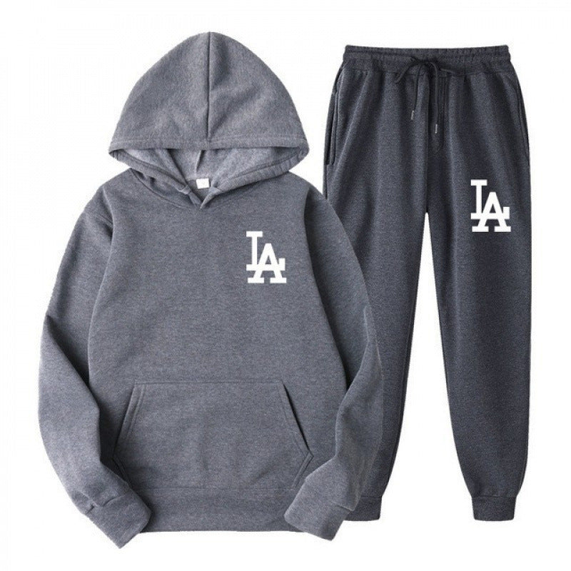 Hooded Sweatshirt Printed Unisex Lightweight Fleece Trendy Loose Casual Sweatshirt and Pants Set Jacket Winter Men's Fashion