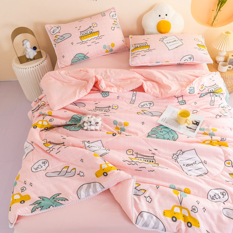 Ins Washed Cotton Summer Cool Quilt Double Air Conditioner Quilt Summer Single Dormitory Thin Quilt