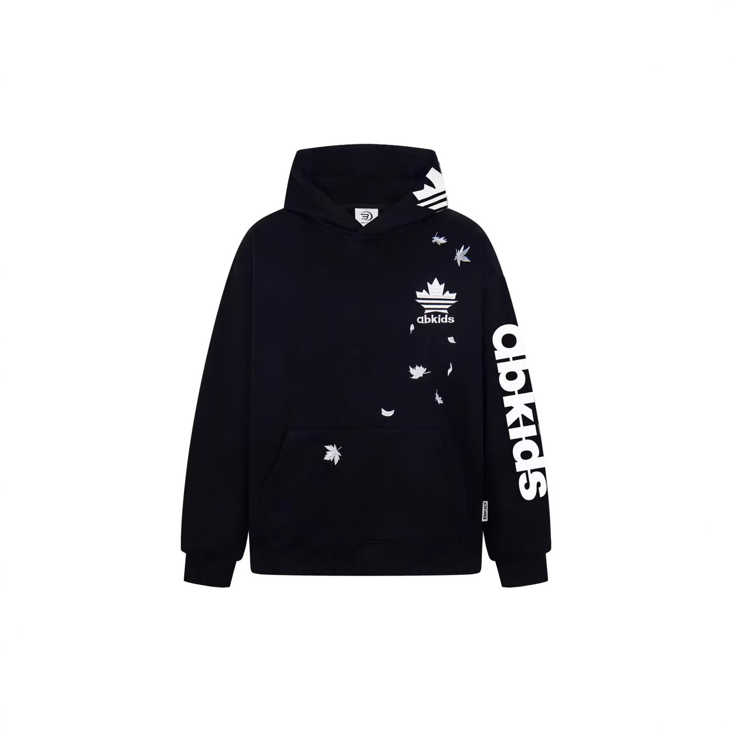 Retro Maple Leaf Embroidered Letter Hoodie Unisex Thick Fleece Heavyweight Casual Sweatshirt