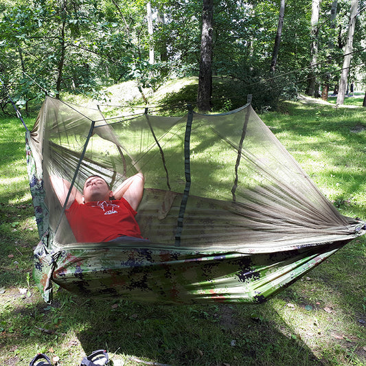 1 2 Person Outdoor Mosquito Net Parachute Hammock Camping Hanging Sleeping Bed Swing Portable  Double  Chair Hamac Army Green