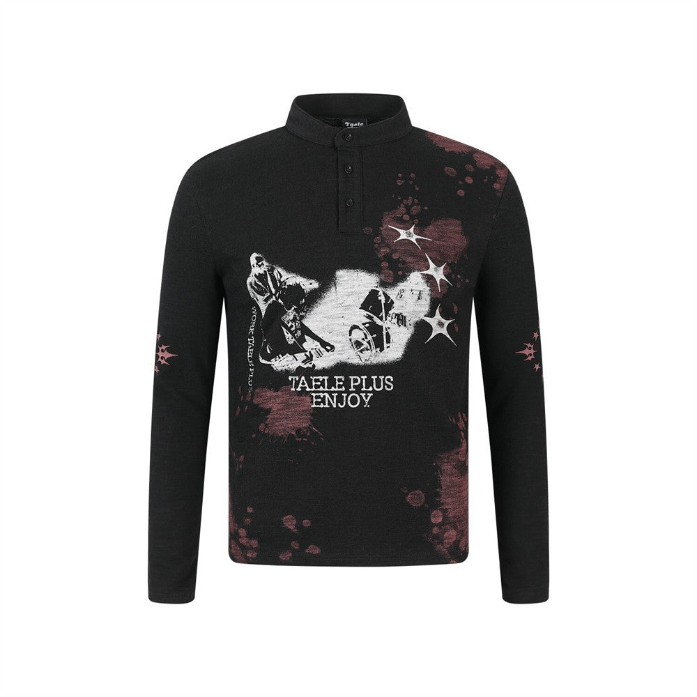 Hip hop character printed long sleeved shirt