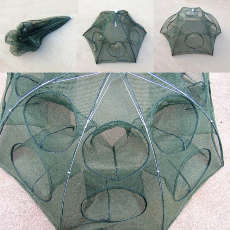 12 Holes Foldable Crab Fish Trap Cast Net Cast Folding Fishing Net