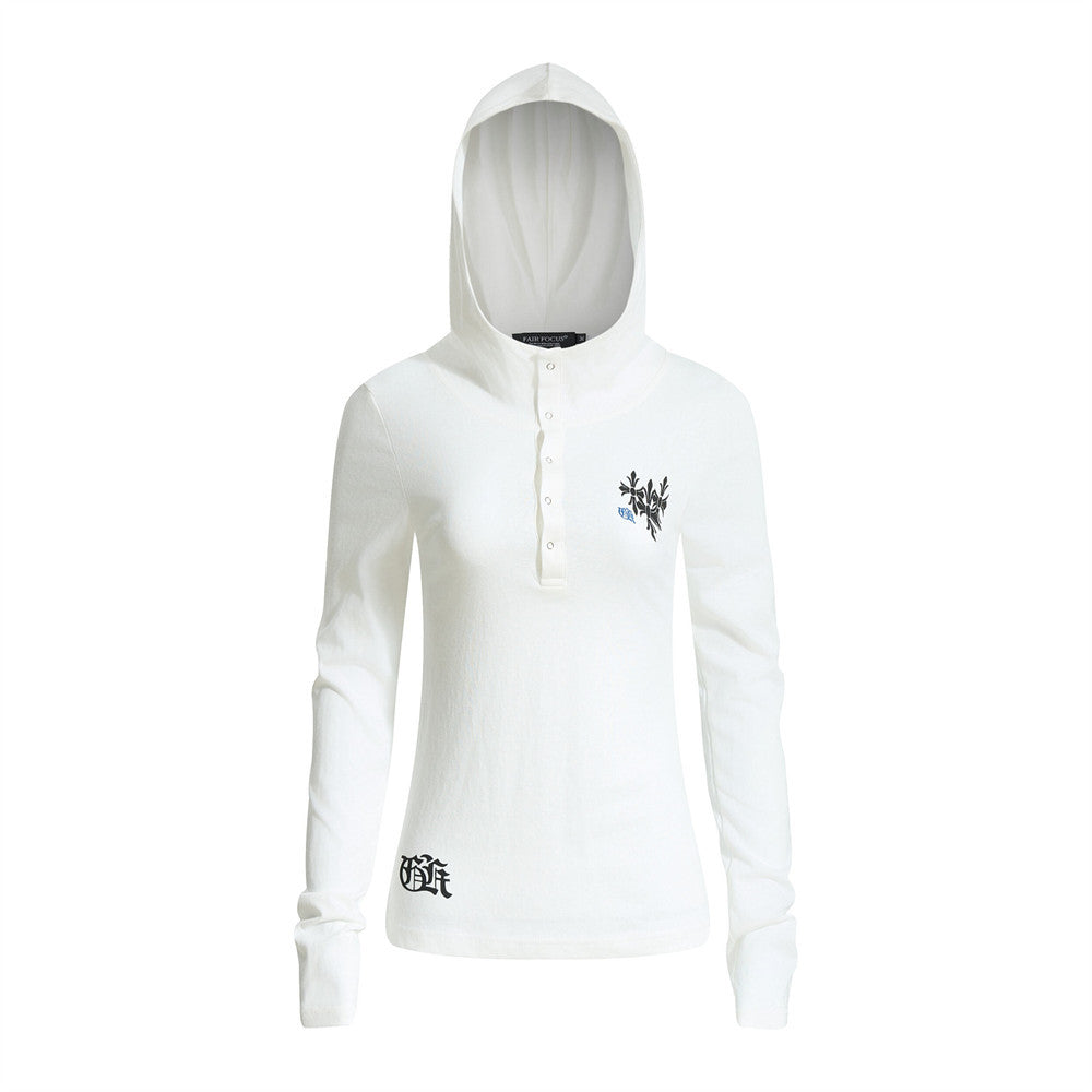 Long Sleeve Hooded T-Shirt Punk Sporty Slim Fit Pullover