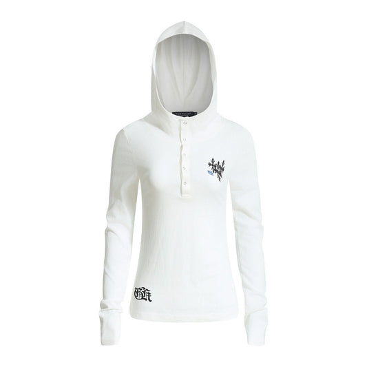 Long Sleeve Hooded T-Shirt Punk Sporty Slim Fit Pullover