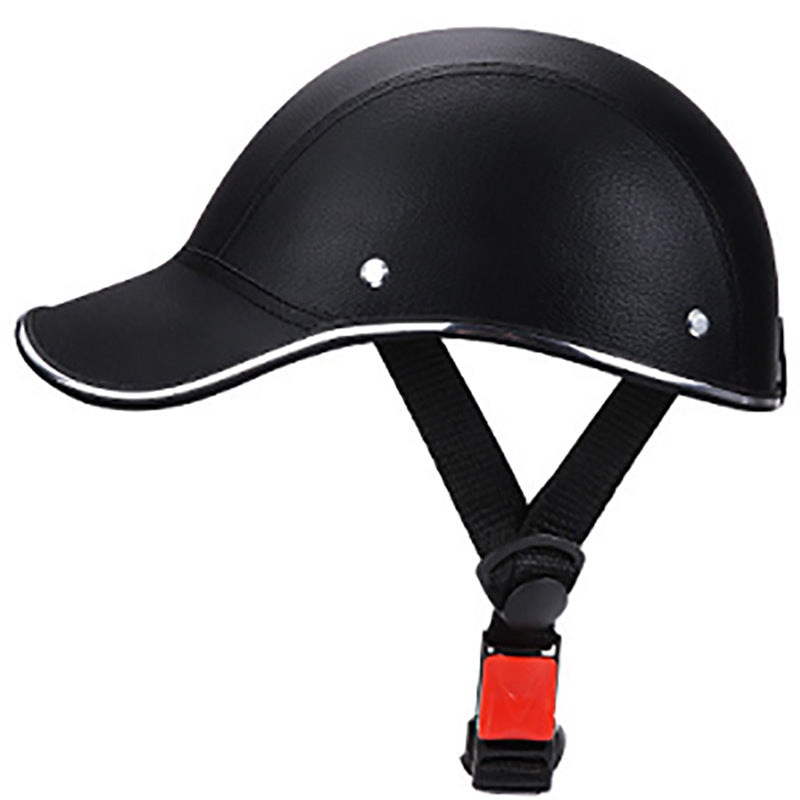 Motorcycle Helmet Summer Half Helmet Electric Car Leather Hat Men's and Women's Personality Baseball Leather Helmet
