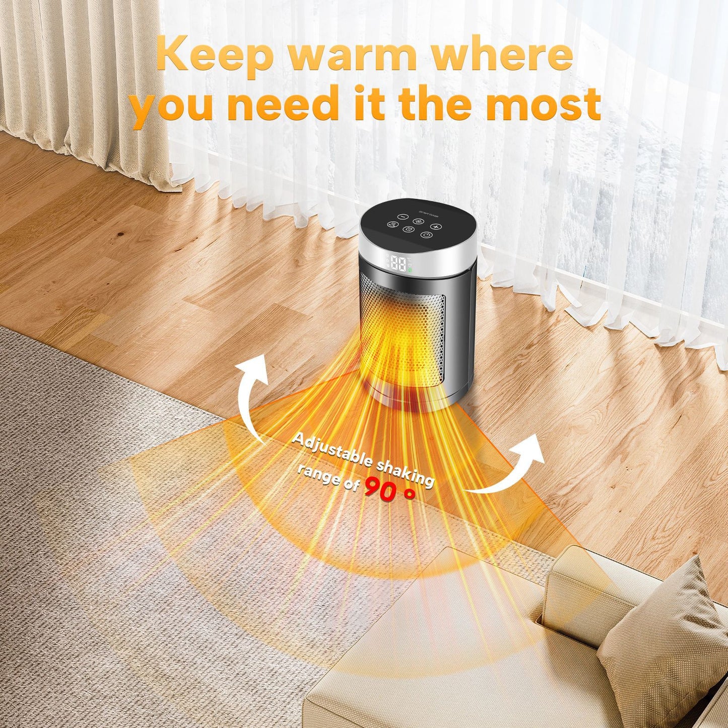 Home touch screen remote control heater desktop electric heater small solar heater