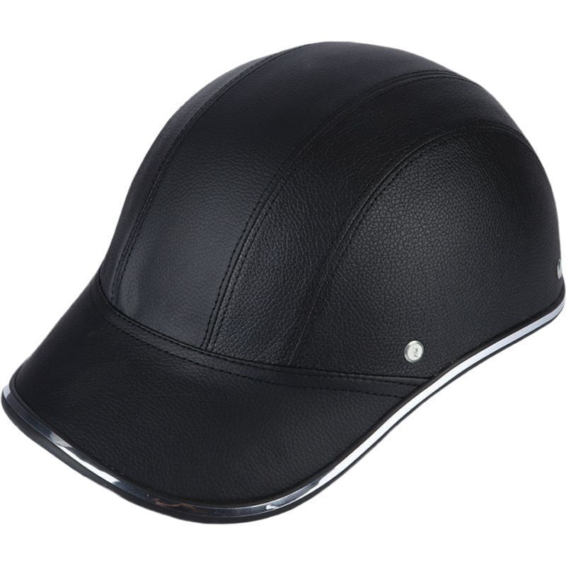Motorcycle Helmet Summer Half Helmet Electric Car Leather Hat Men's and Women's Personality Baseball Leather Helmet