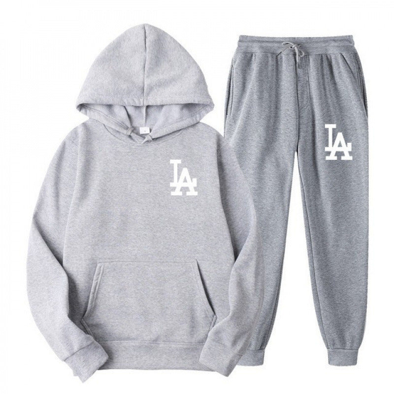 Hooded Sweatshirt Printed Unisex Lightweight Fleece Trendy Loose Casual Sweatshirt and Pants Set Jacket Winter Men's Fashion