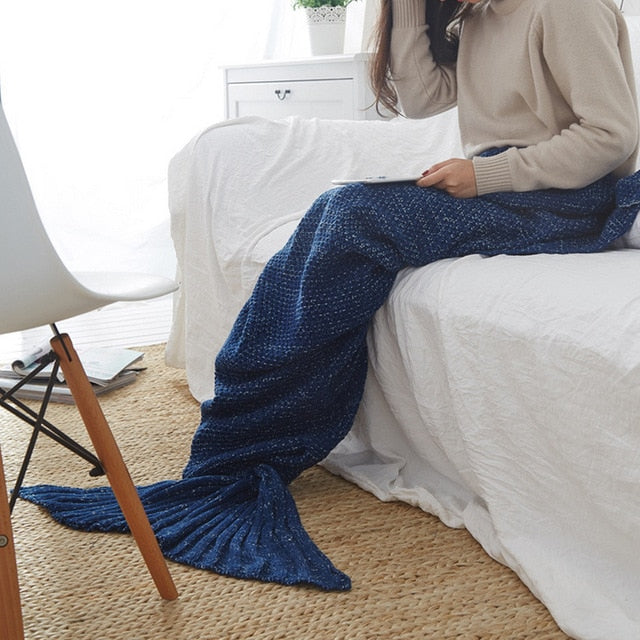 Mermaid Tail Blanket Handmade Knitted Sleeping Bag For Home TV Sofa Bed Mermaid Tail Blanket sute for Kids Adult Baby