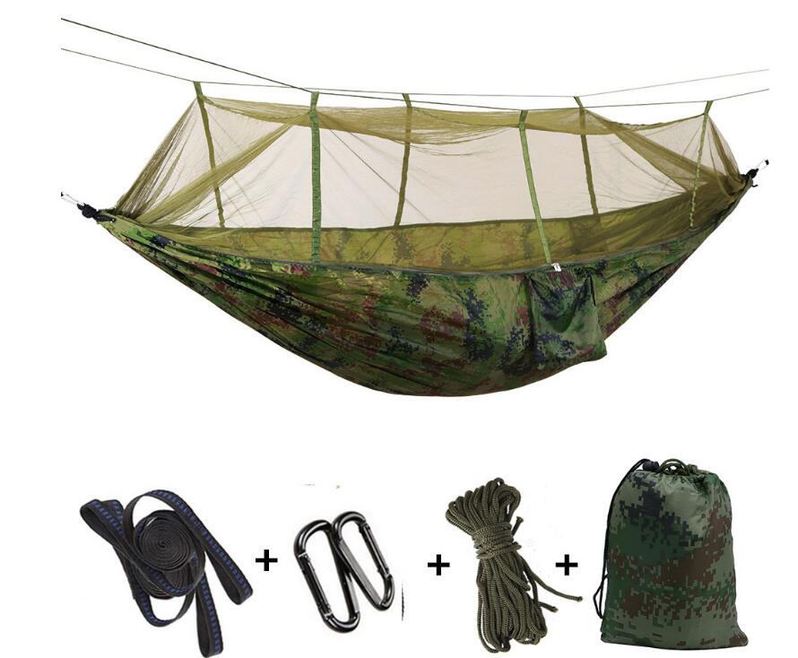 1 2 Person Outdoor Mosquito Net Parachute Hammock Camping Hanging Sleeping Bed Swing Portable  Double  Chair Hamac Army Green