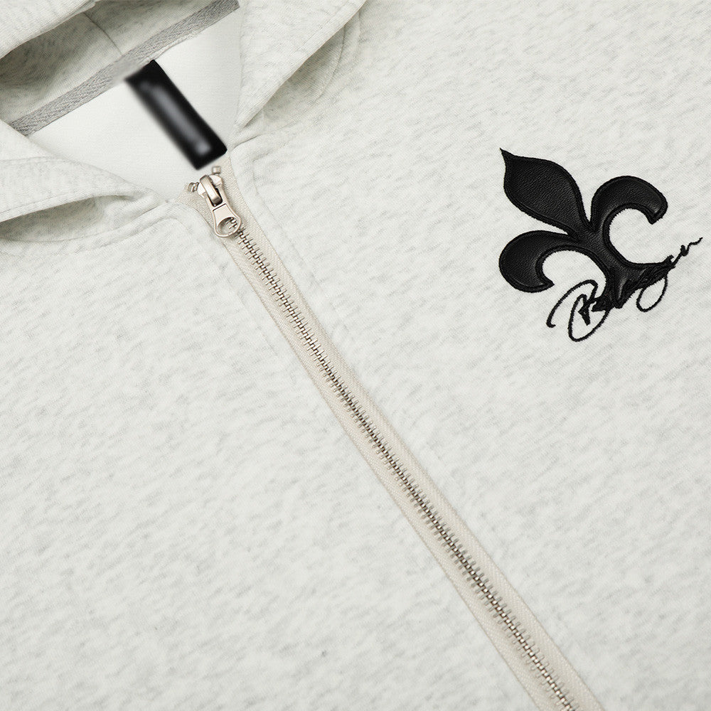 Cross PU Leather Embroidered Hoodie
