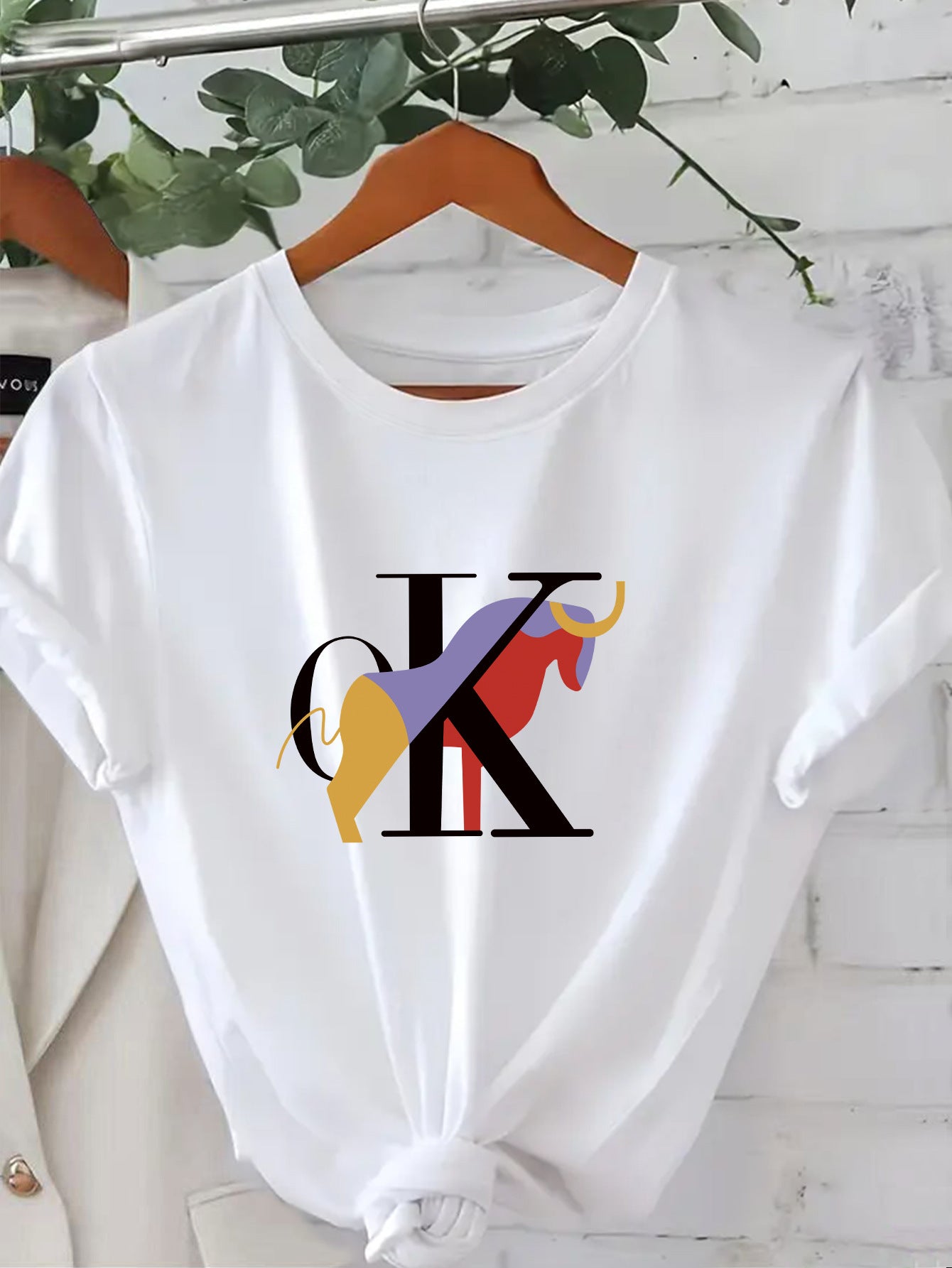 Multi-color Round Neck Short Sleeve