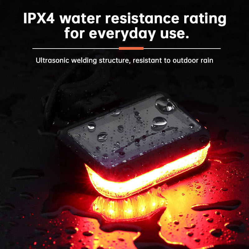 USB/Solar Rechargeable Bike Tail Light - 5 Modes LED COB Safety Warning Light for Night Cycling Accessories