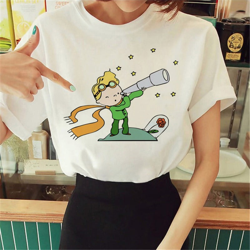 Summer Little Prince Pattern Printed Women's T-shirt Fashionable and Exquisite Women's Top Girls' Summer Wear