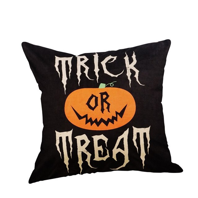 Truc of behandelen/pompoen print Happy Halloween Sierkussen Cover Kussen Case brief print Kussensloop Kussenhoes