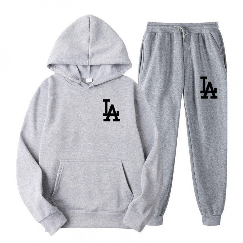 Hooded Sweatshirt Printed Unisex Lightweight Fleece Trendy Loose Casual Sweatshirt and Pants Set Jacket Winter Men's Fashion