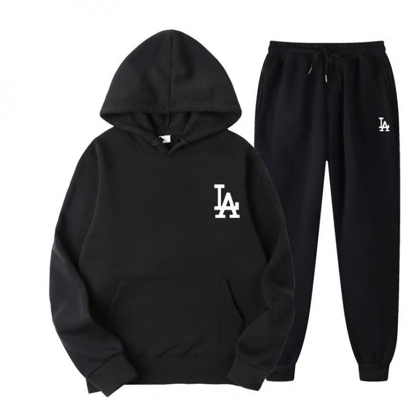 Hooded Sweatshirt Printed Unisex Lightweight Fleece Trendy Loose Casual Sweatshirt and Pants Set Jacket Winter Men's Fashion