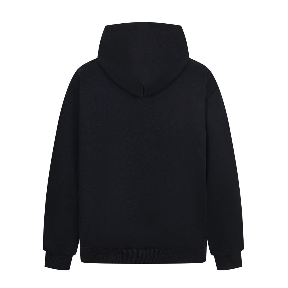 Letter plush embroidered hooded sweatshirt
