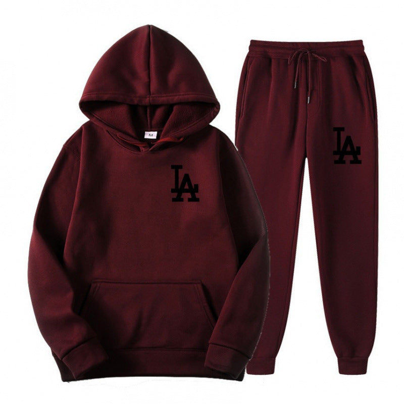 Hooded Sweatshirt Printed Unisex Lightweight Fleece Trendy Loose Casual Sweatshirt and Pants Set Jacket Winter Men's Fashion