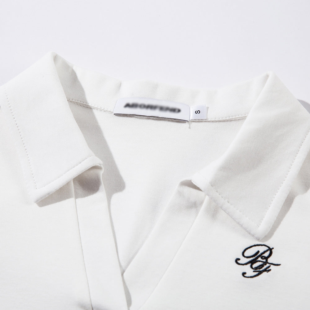 Color-block design long sleeve polo shirt