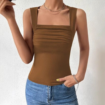Sexy Fitted Elegant Versatile Small Stand Collar Sleeveless Tank Top