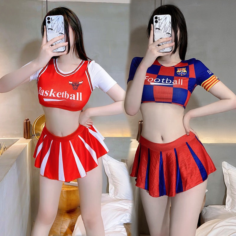 Funny Lingerie Sexy Dynamic Football Baby Student Pure Desire Uniform Temptation Split Suit Cos Cheerleading Team Uniform