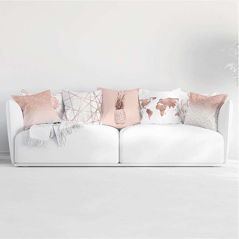Lash Pillow Case Rose Gold Geometric Pineapple Glitter Polyester Sofa Decorative Cushion Cover for Home Decor