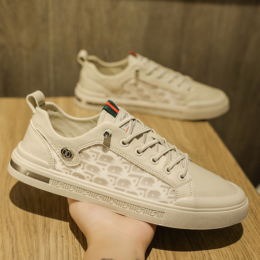 Trendy student casual sports shoes men's low cut lace up outer board shoes