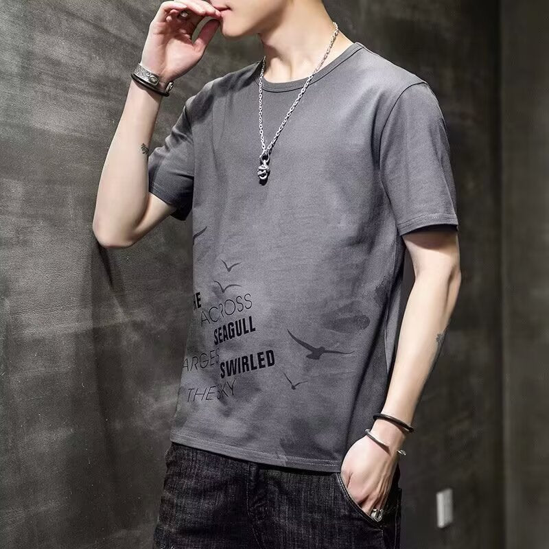 Short sleeved T-shirt men's summer thin round neck