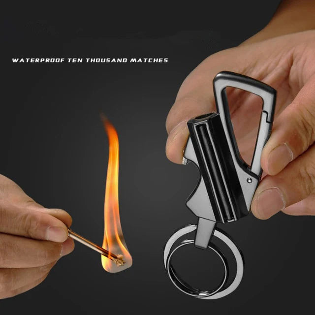 Honest Carabiner Permanent Match Lighter Striker Waterproof Outdoor Survival Tool Keychain Flint Fire Starter Petrol Camping