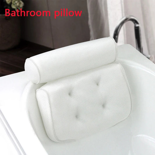 3D Mesh Bath Pillow Soft Waterproof SPA Headrest Bathtub Pillow With Backrest Suction Cup Neck Cushion Bathroom Accessories