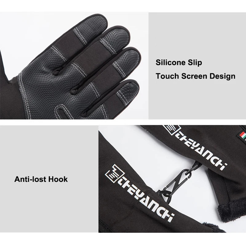Cold-proof Ski Gloves Waterproof Winter Gloves Cycling Fluff Warm Gloves For Touchscreen Cold Weather Windproof Anti Slip