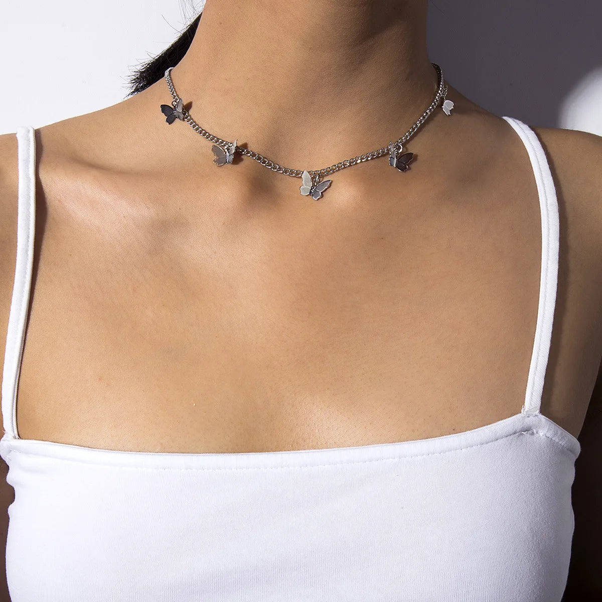 Gold Chain Butterfly Pendant Choker Necklace Women Statement Collares Bohemian Beach Jewelry Gift Collier Cheap