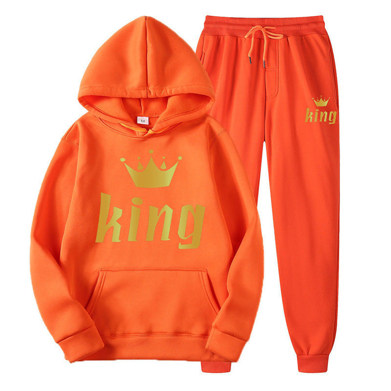 Fashion Style  Hooded Silhouette Type of Clothing  Casual Streetwear Printed Hoodie Unisex Couple Set Sweatshirt and Sweatpants Two-Piece Set