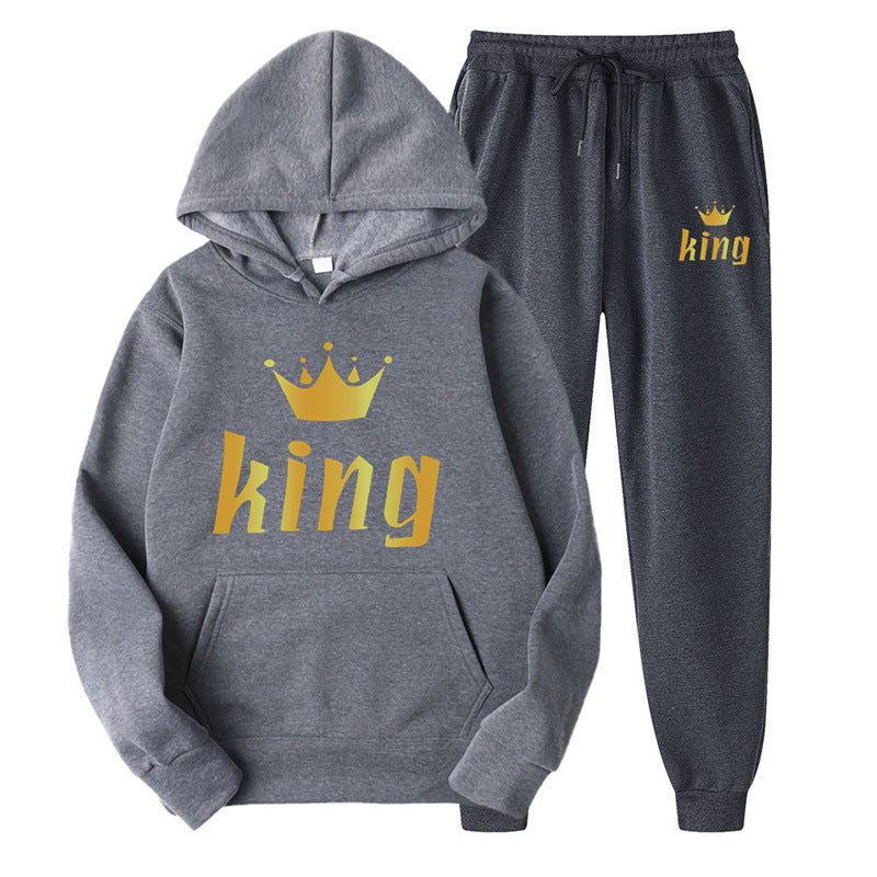 Fashion Style  Hooded Silhouette Type of Clothing  Casual Streetwear Printed Hoodie Unisex Couple Set Sweatshirt and Sweatpants Two-Piece Set