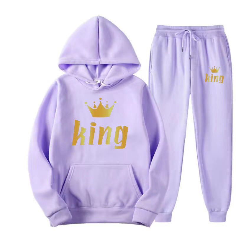 Fashion Style  Hooded Silhouette Type of Clothing  Casual Streetwear Printed Hoodie Unisex Couple Set Sweatshirt and Sweatpants Two-Piece Set