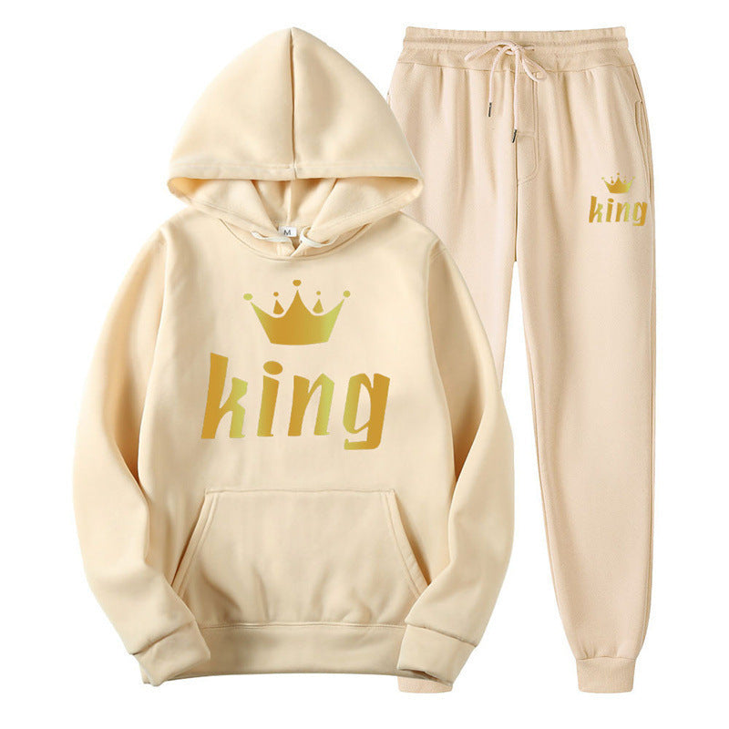 Fashion Style  Hooded Silhouette Type of Clothing  Casual Streetwear Printed Hoodie Unisex Couple Set Sweatshirt and Sweatpants Two-Piece Set