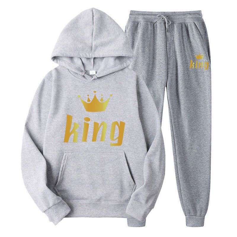 Fashion Style  Hooded Silhouette Type of Clothing  Casual Streetwear Printed Hoodie Unisex Couple Set Sweatshirt and Sweatpants Two-Piece Set